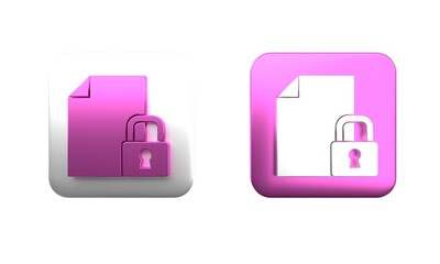 Aufkleber - colorful document and lock icon isolated on white background. file format and padlock. security, saf
