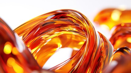 Poster - Abstract Swirling Amber Liquid with Glossy Texture and Vibrant Color