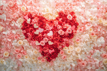 Wall Mural - Valentine's Day Floral Heart Backdrop with Copy Space