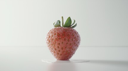 Poster - Pixelated Strawberry on White Background: A Detailed Close-up