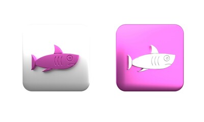 Wall Mural - Colorful Shark icon isolated on white background. Square button. 3D render illustration