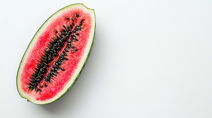 Sticker - Close-up of a Watermelon Slice on White Background