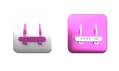 Poster - colorful router and wi-fi signal icon isolated on white background. wireless ethernet modem router. 