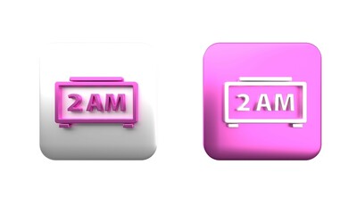 Poster - colorful digital alarm clock icon isolated on white background. electronic watch alarm clock. time i