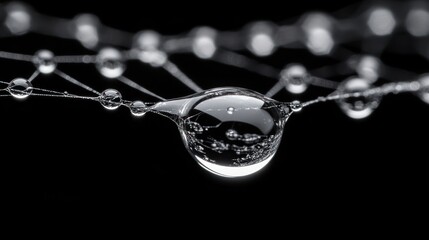 Glistening Spiderweb with Morning Dew: A Macro Photography Masterpiece
