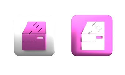 Poster - colorful car door icon isolated on white background. square button. 3d render illustration