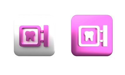 Poster - colorful dental clinic location icon isolated on white background. square button. 3d render illustra