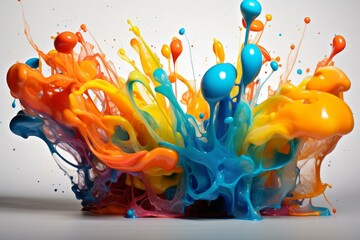 Aufkleber - Dynamic paint splash creating a crown shape, with vibrant colors exploding on a neutral background