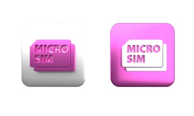 Poster - colorful micro sim card icon isolated on white background. mobile and wireless communication technol