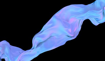 Aufkleber - Silky floating in the air cloth with a chromatic opalescent effect. Aura holographic style 3D illustration.