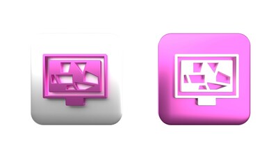 Poster - colorful picture art icon isolated on white background. square button. 3d render illustration