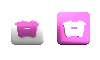 Poster - Colorful Trash can icon isolated on white background. Garbage bin sign. Recycle basket icon. Office trash icon. Square button. 3D render illustration