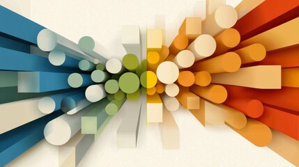 Poster - Abstract Colorful 3D Shapes in Dynamic Spreading Composition