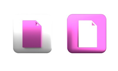 Fototapete - Colorful Empty document icon isolated on white background. Checklist icon. Business concept. Square button. 3D render illustration