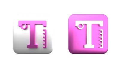 Poster - colorful text icon isolated on white background. square button. 3d render illustration