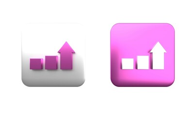 Poster - colorful financial growth icon isolated on white background. increasing revenue. square button. 3d r