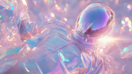 Poster - Holographic Outfit Sparkling Under Radiant Light in an Abstract Setting