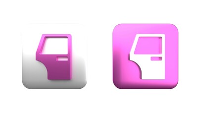 Poster - colorful car door icon isolated on white background. square button. 3d render illustration