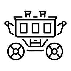 Poster - A line style icon of old carriage 