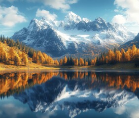  Stunning Snow-Capped Mountain Range Reflection in Water