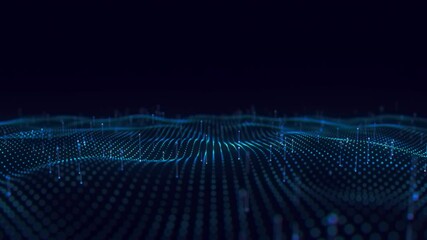 Poster - Abstract big data wave animation with data flow. Futuristic information aesthetics. Business digital background. 3d render animation
