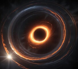 Wall Mural - black hole's accretion disk with swirling magnetic field, dark, swirling, space