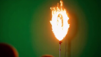 Poster - number zero burning intensely with vibrant flames against chroma key green screen, demonstrating dyn
