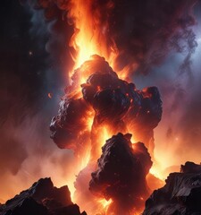 Wall Mural - boiling magma nebula with glowing gas and plasma, star, plasma