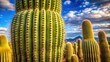 © suchetpong - Close-up of a large saguaro cactus with unique shape and texture, saguaro, cactus