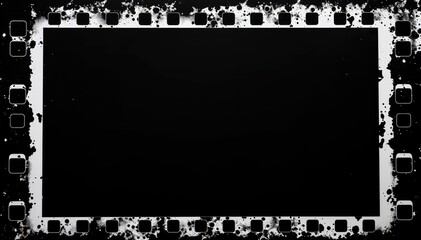 Poster - Blank film negative frame with grunge texture overlay background
