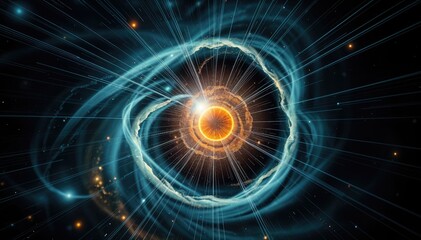 Poster - Cosmic energy burst swirling nebula and radiant core vibrant display of celestial power