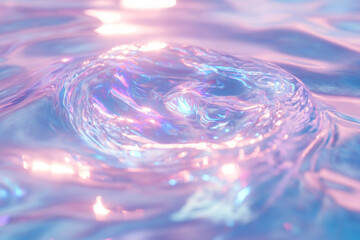 Poster - Shimmering Chrome Metal Swirl With Reflective Qualities in Serene Water Setting