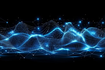 Poster - Abstract technology background, network connection structure, big data visualization, 3D rendering