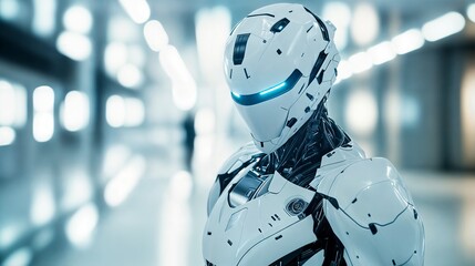Poster - Futuristic robot standing in modern laboratory setting