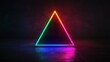 © Wed - Neon triangle outline glowing with vibrant rainbow colors in a dark minimalist setting