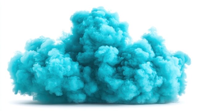 Abstract Teal Smoke Plume on White Background: A Serene and Dreamy Visual