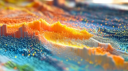 Poster - a close-up of a d financial heatmap with color-coded data points and intensity gradients, representi