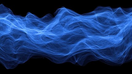 Wall Mural - ethereal blue particle wave abstract digital art