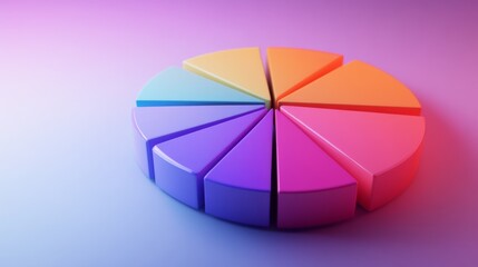 Poster - A detailed shot of a D pie chart with segmented sections and labels, displaying data in a visually engaging and three-dimensional format.