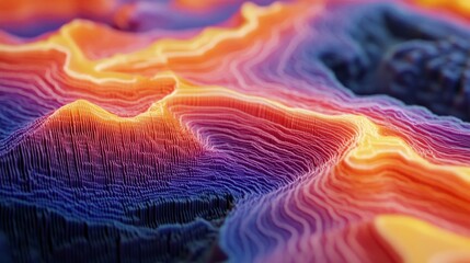 Aufkleber - A detailed shot of a D surface graph on a screen, with a topographic appearance and color gradients illustrating complex data relationships and trends.