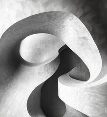 Poster - Abstract monochrome composition featuring flowing curves and shapes, displaying intricate textures and patterns in soft light and shadow, perfect for modern design projects.