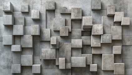 Poster - Abstract Wall Design Featuring Geometric Blocks in Varied Gray Tones for Modern Interior Decor and Contemporary Architectural Backgrounds