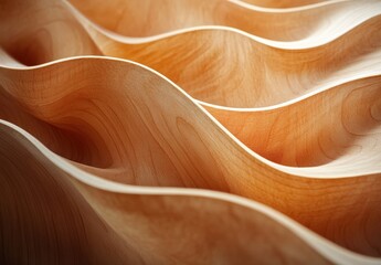 Poster - Beautifully Curved Wooden Waves Capturing Light and Texture in a Warm Natural Environment Ideal for Artistic or Craft-Related Projects