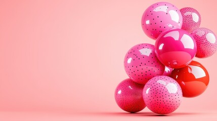 Aufkleber - An artistic composition of colorful, glossy balloons clustered together against a soft pink background, creating a playful and vibrant visual effect.
