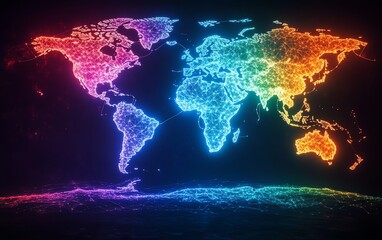 Poster - Dynamic glowing digital map of the world