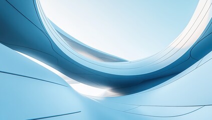 Poster - Elegant Abstract Structure with Flowing Curves and Soft Blue Tones Creating a Modern and Futuristic Visual Experience in Digital Art
