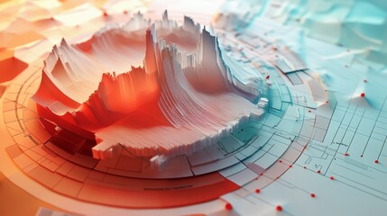 Aufkleber - A top-down view of a D radar chart with multiple axes, showing overlapping data series in a visually striking and informative format.