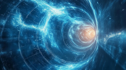 Wall Mural - abstract digital art blue spiral swirl background. science, universe, science fiction, fantasy. star