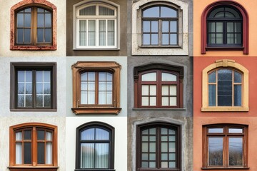 Sticker - Architectural Collage of Diverse Window Styles and Designs