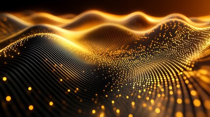 Poster - A wide-angle view of a D gold line graph with golden curves and data points, highlighting trends and patterns in a sophisticated and visually appealing format.